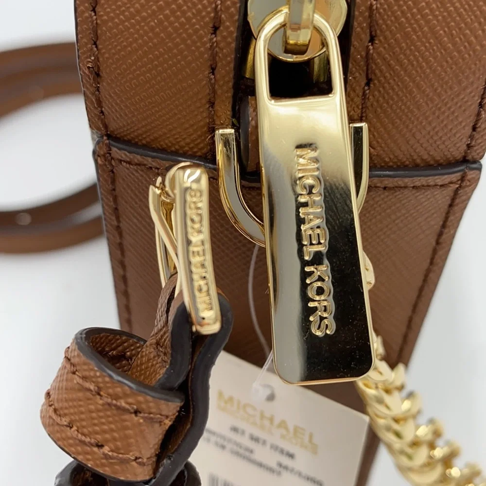 MICHAEL KORS LARGE EW CROSSBODY NAT/ LUGGAGE - Picture 14 of 16